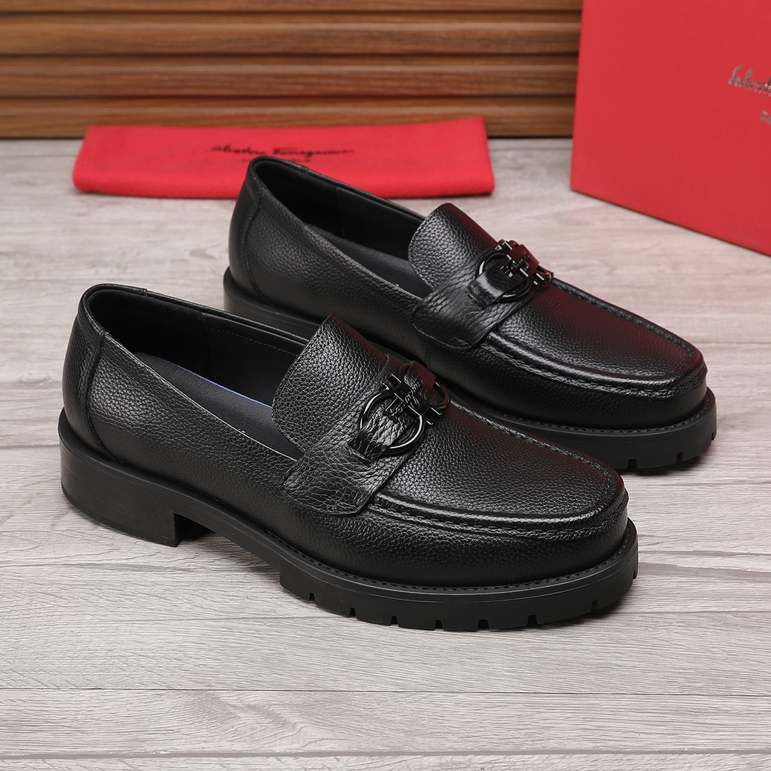 Ferragamo Men's Black Leather Loafers with Buckle - Sizes 38-44 EU 7 i1744944335 5484 5