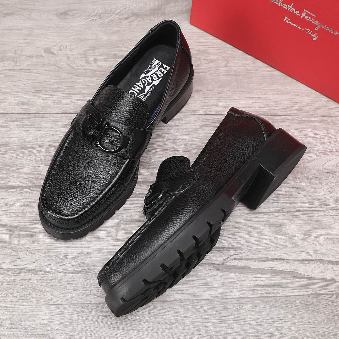 Ferragamo Men's Black Leather Loafers with Buckle - Sizes 38-44 EU 3 i1744944335 6482 1