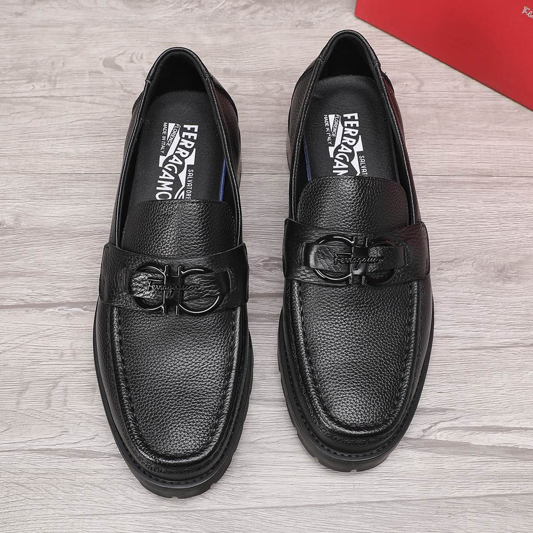 Ferragamo Men's Black Leather Loafers with Buckle - Sizes 38-44 EU 6 i1744944335 6541 4