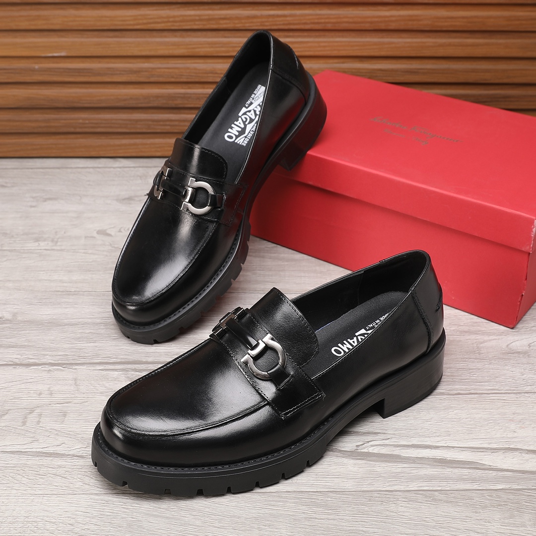 Ferragamo Men's Leather Loafers with Classic Buckle - Black, Sizes 38-44 2 i1744944683 1373 0