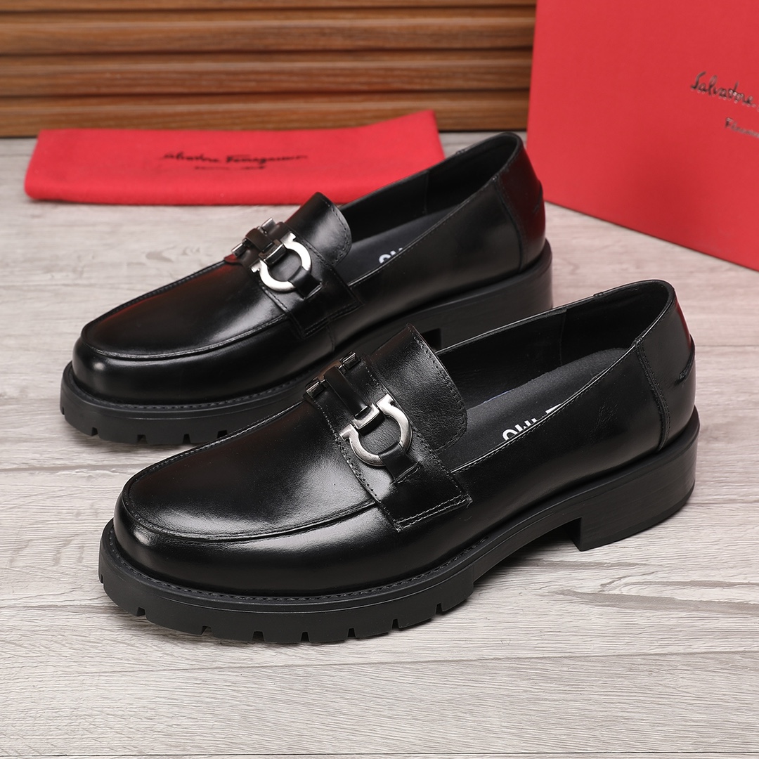 Ferragamo Men's Leather Loafers with Classic Buckle - Black, Sizes 38-44 4 i1744944683 4008 2