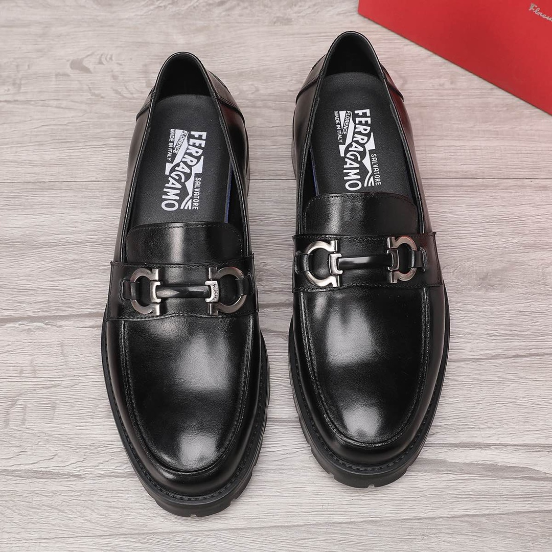 Ferragamo Men's Leather Loafers with Classic Buckle - Black, Sizes 38-44 6 i1744944683 5795 4