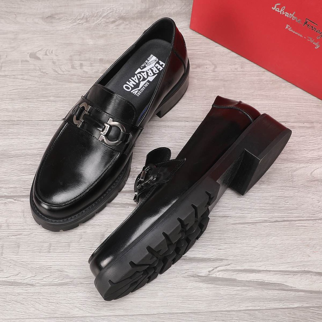 Ferragamo Men's Leather Loafers with Classic Buckle - Black, Sizes 38-44 3 i1744944683 6534 1