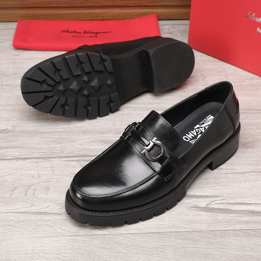 Ferragamo Men's Leather Loafers with Classic Buckle - Black, Sizes 38-44 10 i1744944683 7976 8