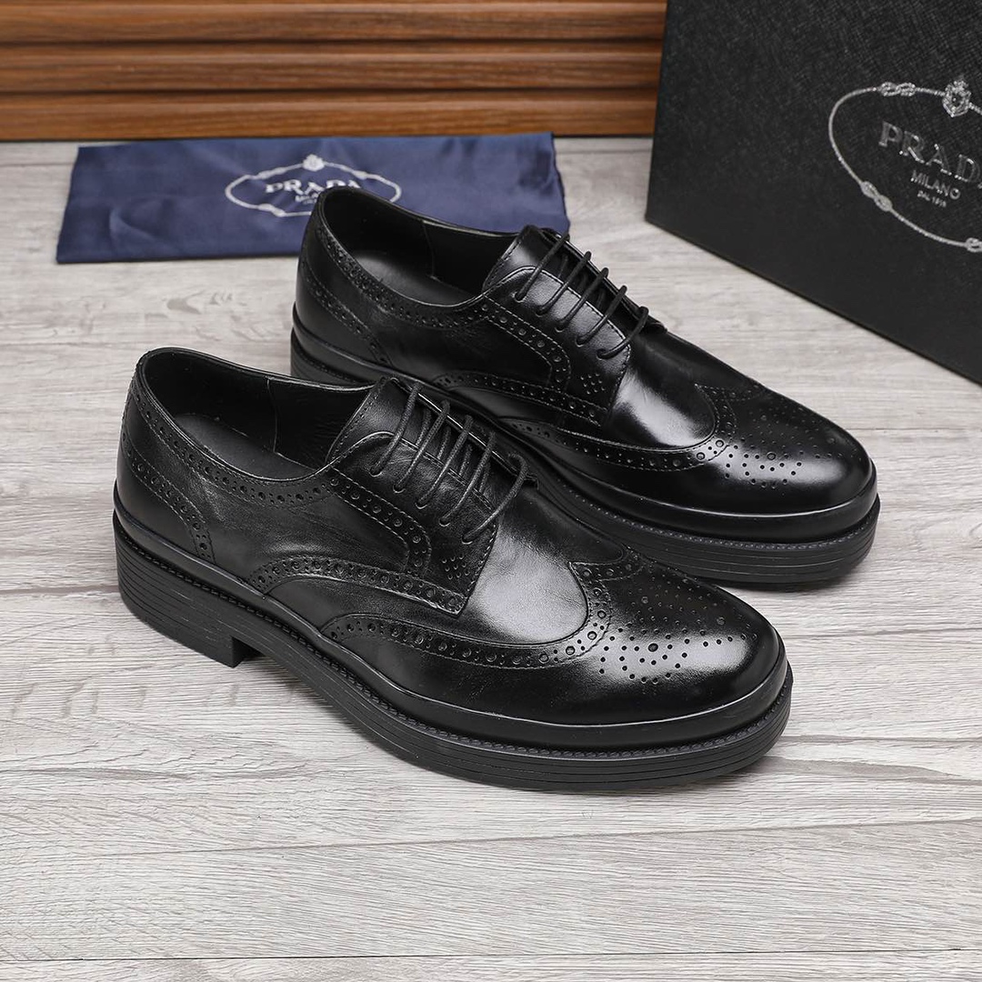 Prada Men's Leather Wingtip Oxford Dress Shoes - Classic Style & Comfort 5 i1744946165 7588 3