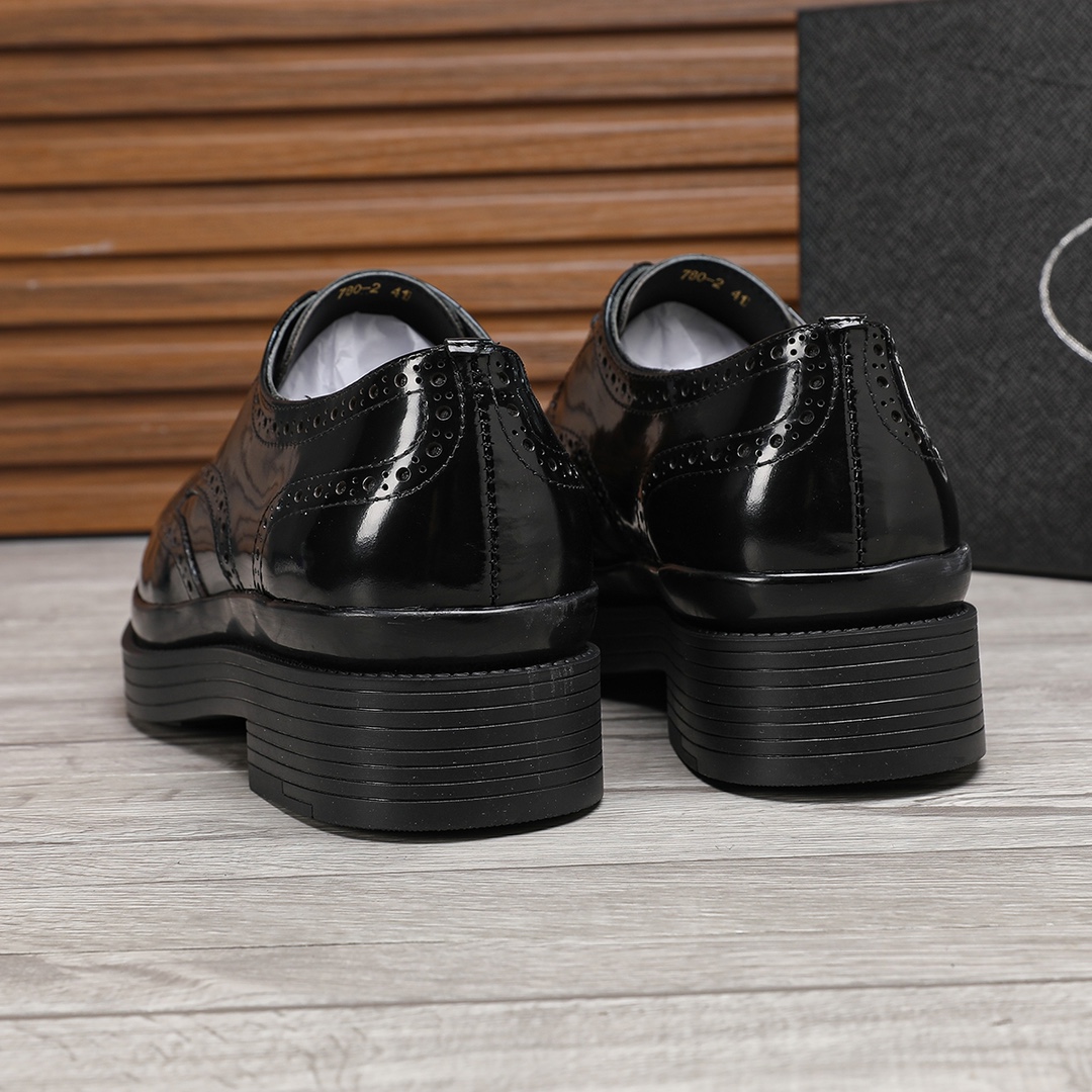 Prada Men's Black Leather Wingtip Oxford Dress Shoes, Sizes 38-44 9 i1744946217 3419 7
