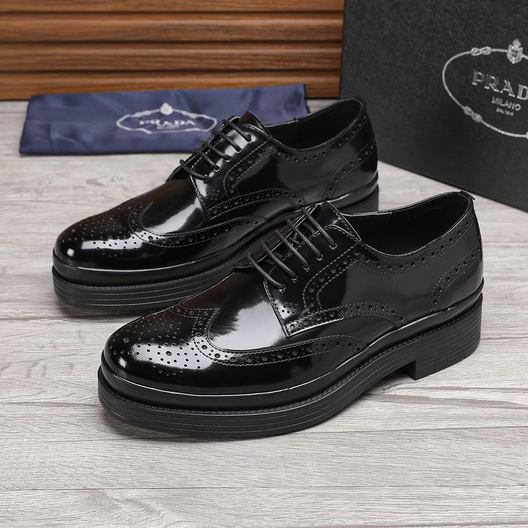 Prada Men's Black Leather Wingtip Oxford Dress Shoes, Sizes 38-44 4 i1744946217 4032 2