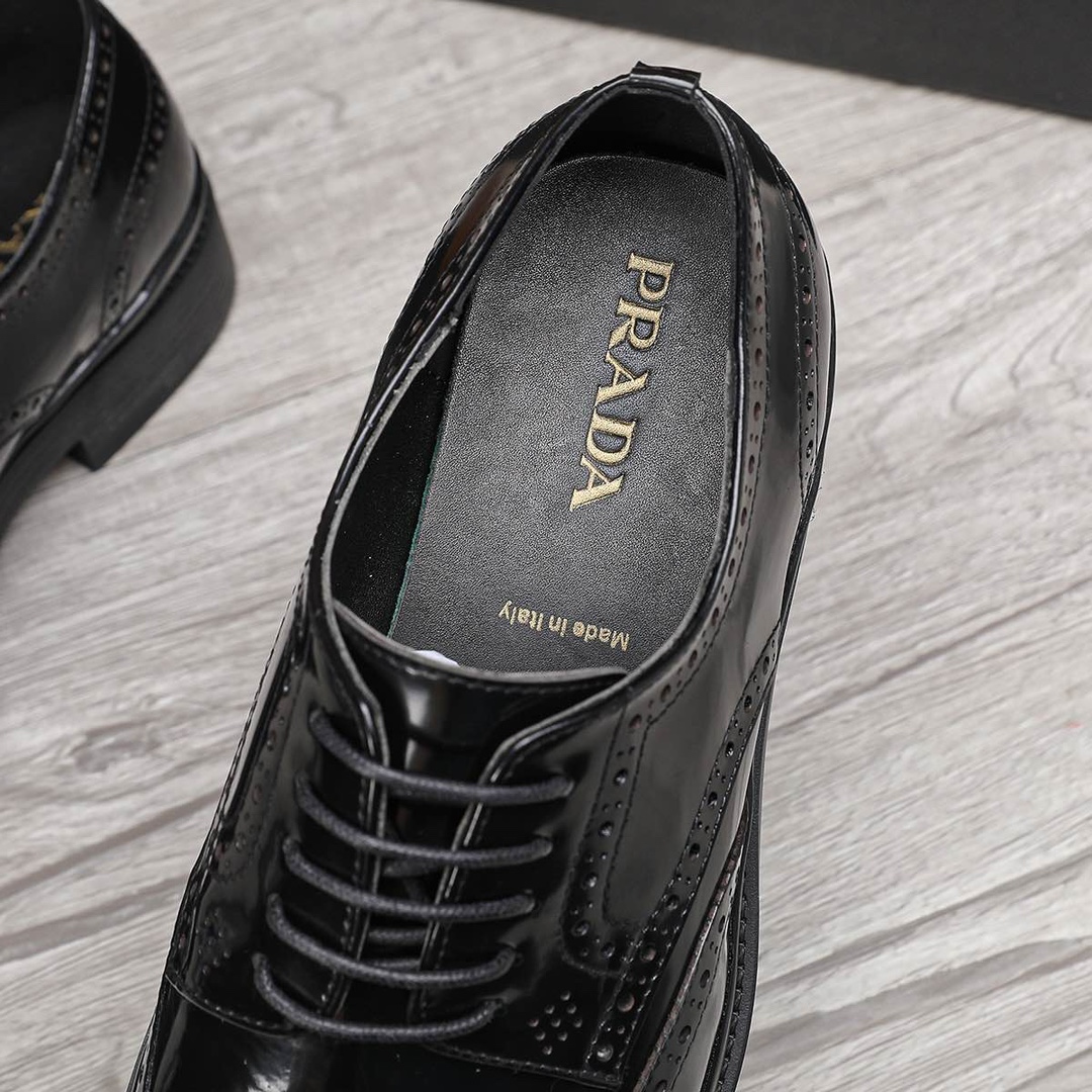 Prada Men's Black Leather Wingtip Oxford Dress Shoes, Sizes 38-44 7 i1744946217 5734 5