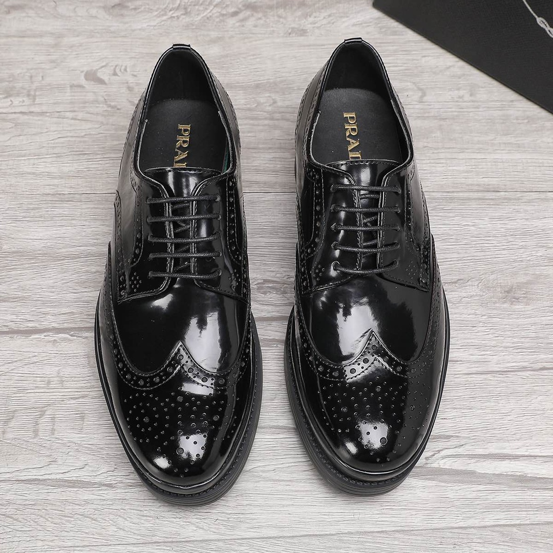 Prada Men's Black Leather Wingtip Oxford Dress Shoes, Sizes 38-44 1 Prada Men's Black Leather Wingtip Oxford Dress Shoes, Sizes 38-44