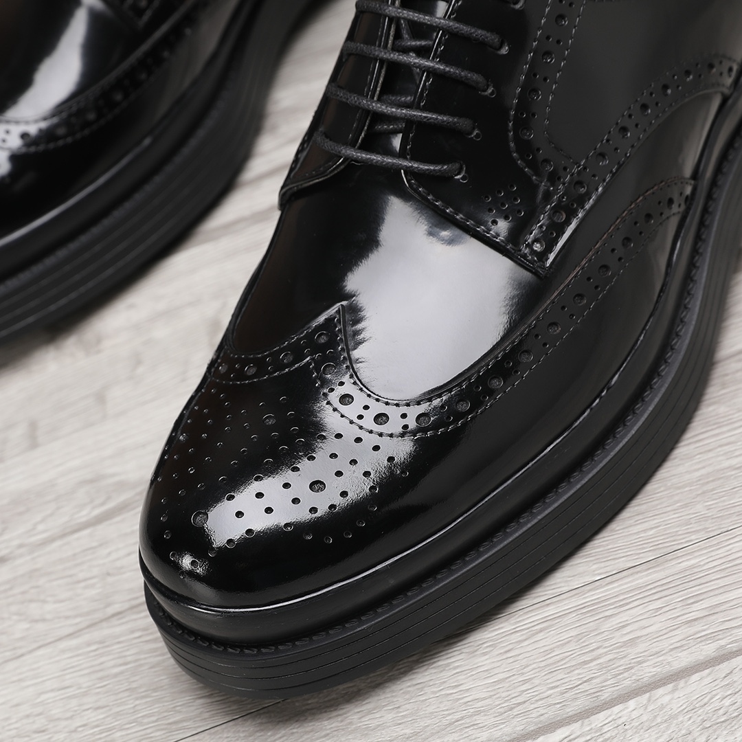 Prada Men's Black Leather Wingtip Oxford Dress Shoes, Sizes 38-44 8 i1744946217 6051 6