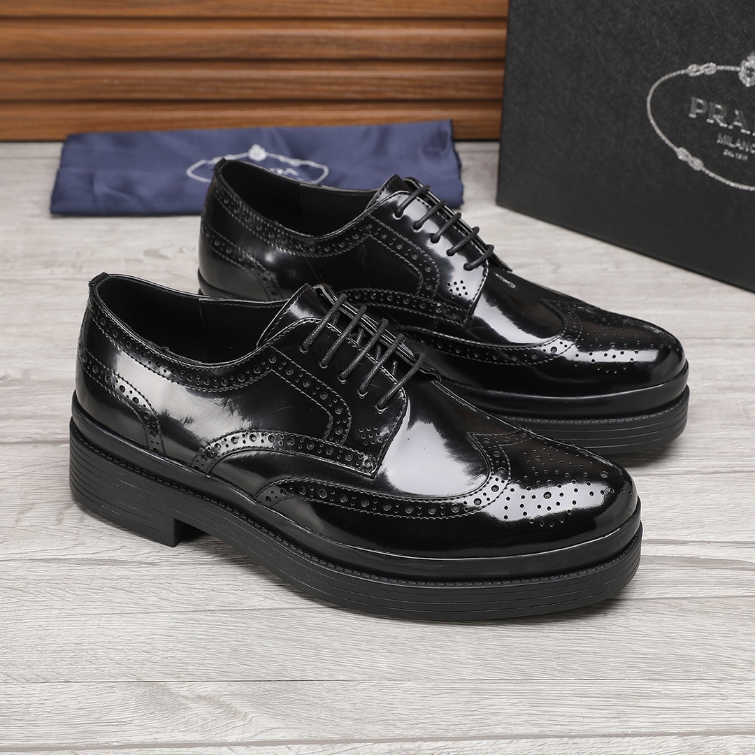 Prada Men's Black Leather Wingtip Oxford Dress Shoes, Sizes 38-44 5 i1744946217 7120 3