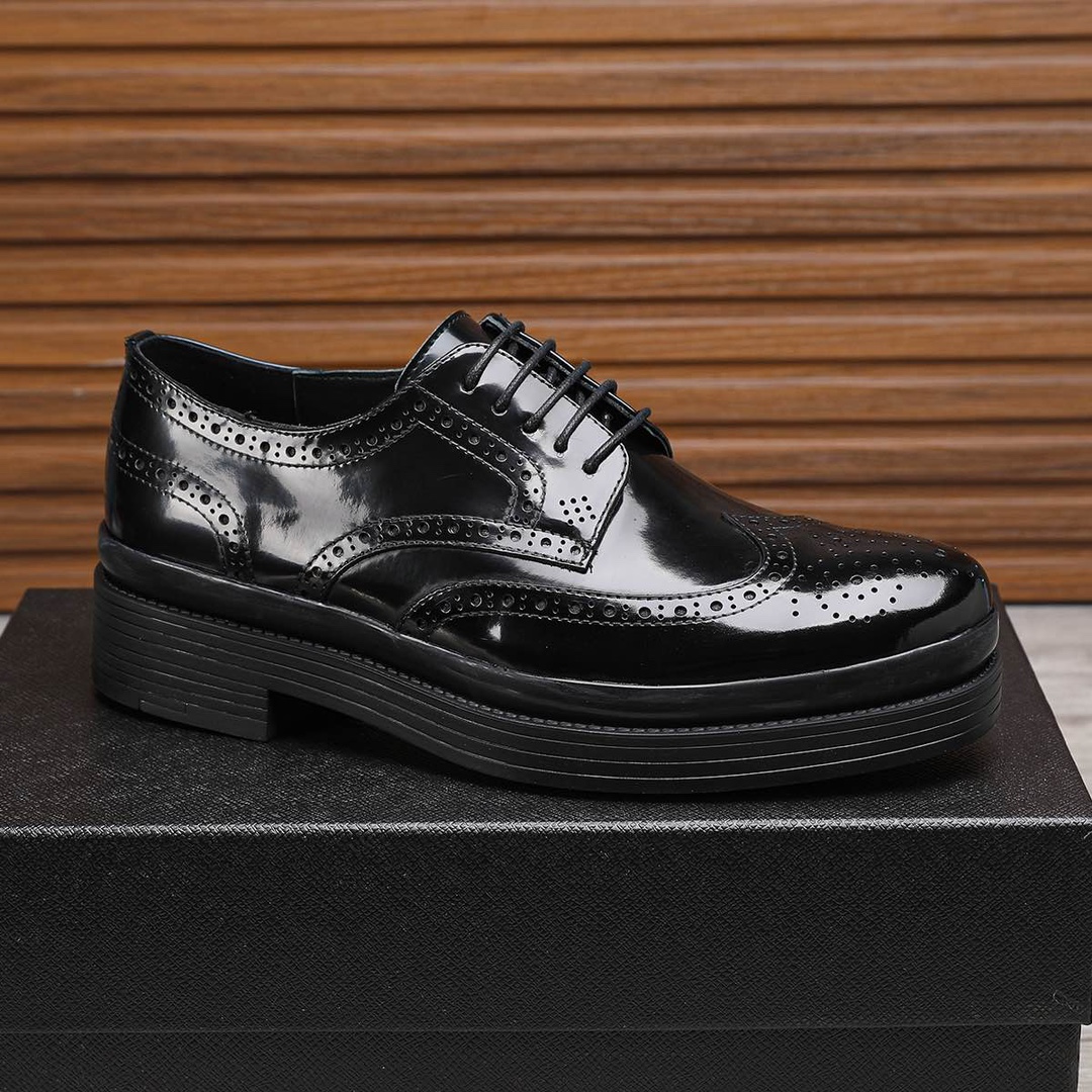 Prada Men's Black Leather Wingtip Oxford Dress Shoes, Sizes 38-44 6 i1744946217 9244 4