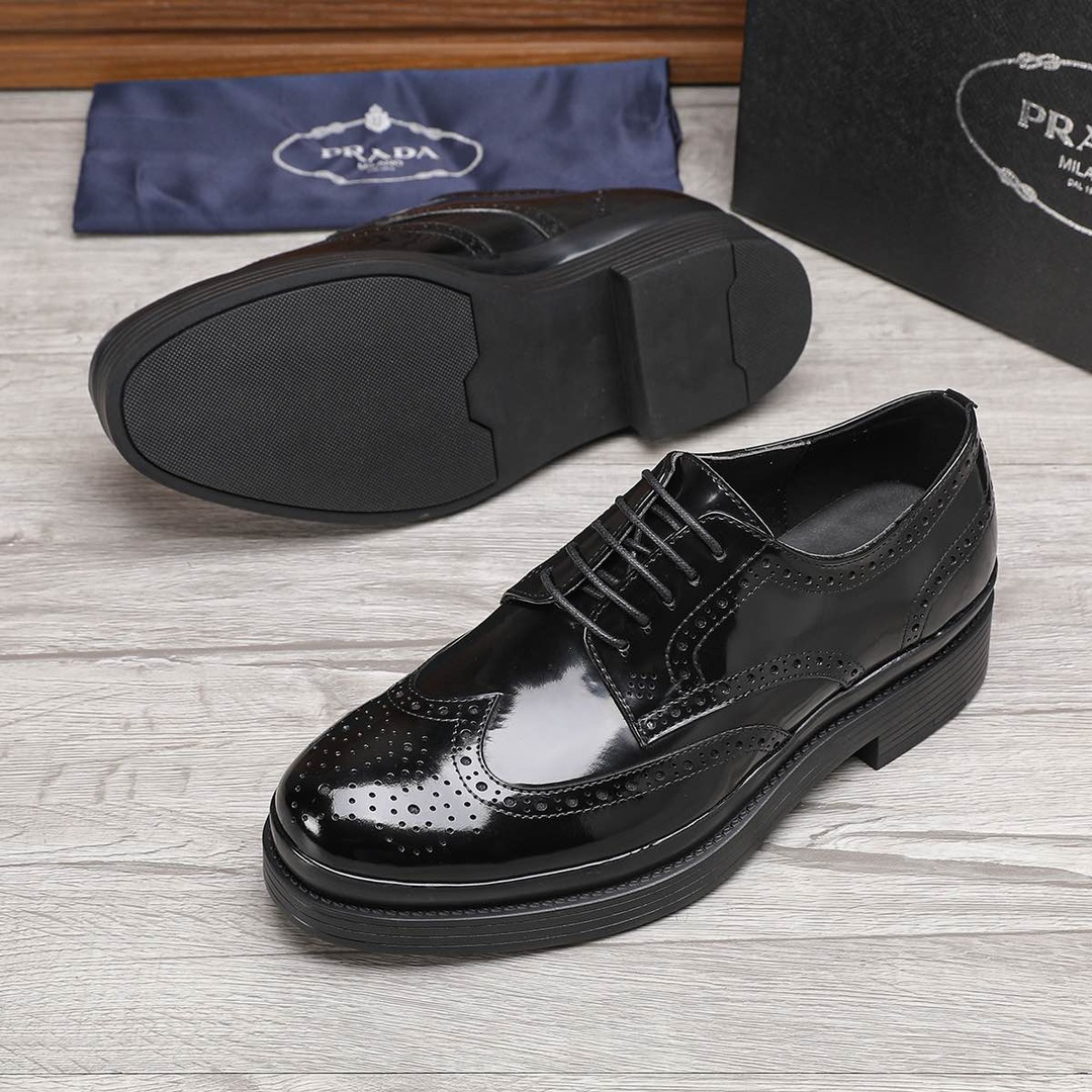 Prada Men's Black Leather Wingtip Oxford Dress Shoes, Sizes 38-44 10 i1744946217 9244 8