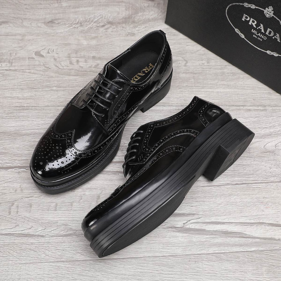 Prada Men's Black Leather Wingtip Oxford Dress Shoes, Sizes 38-44 3 i1744946217 9489 1