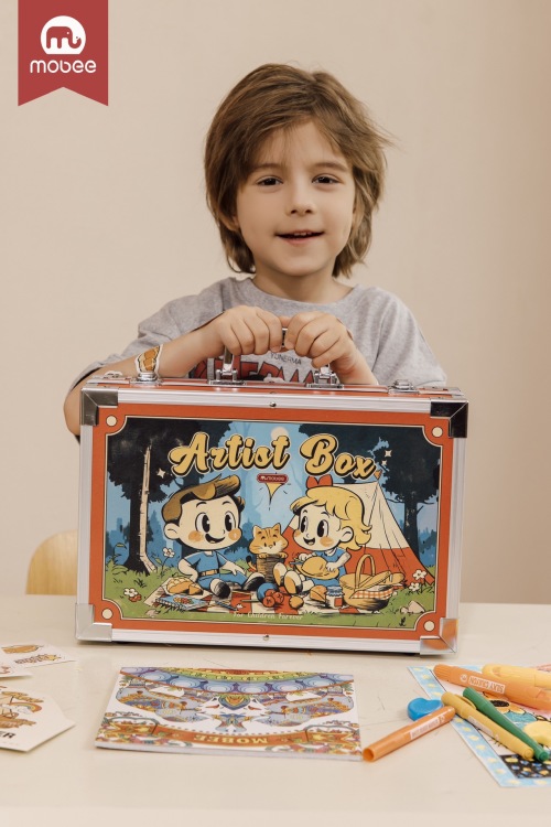 Mobee Modern Little Artist 86-Piece Children's Art Set with Brushes & Stickers 1 Mobee Modern Little Artist 86-Piece Children's Art Set with Brushes & Stickers