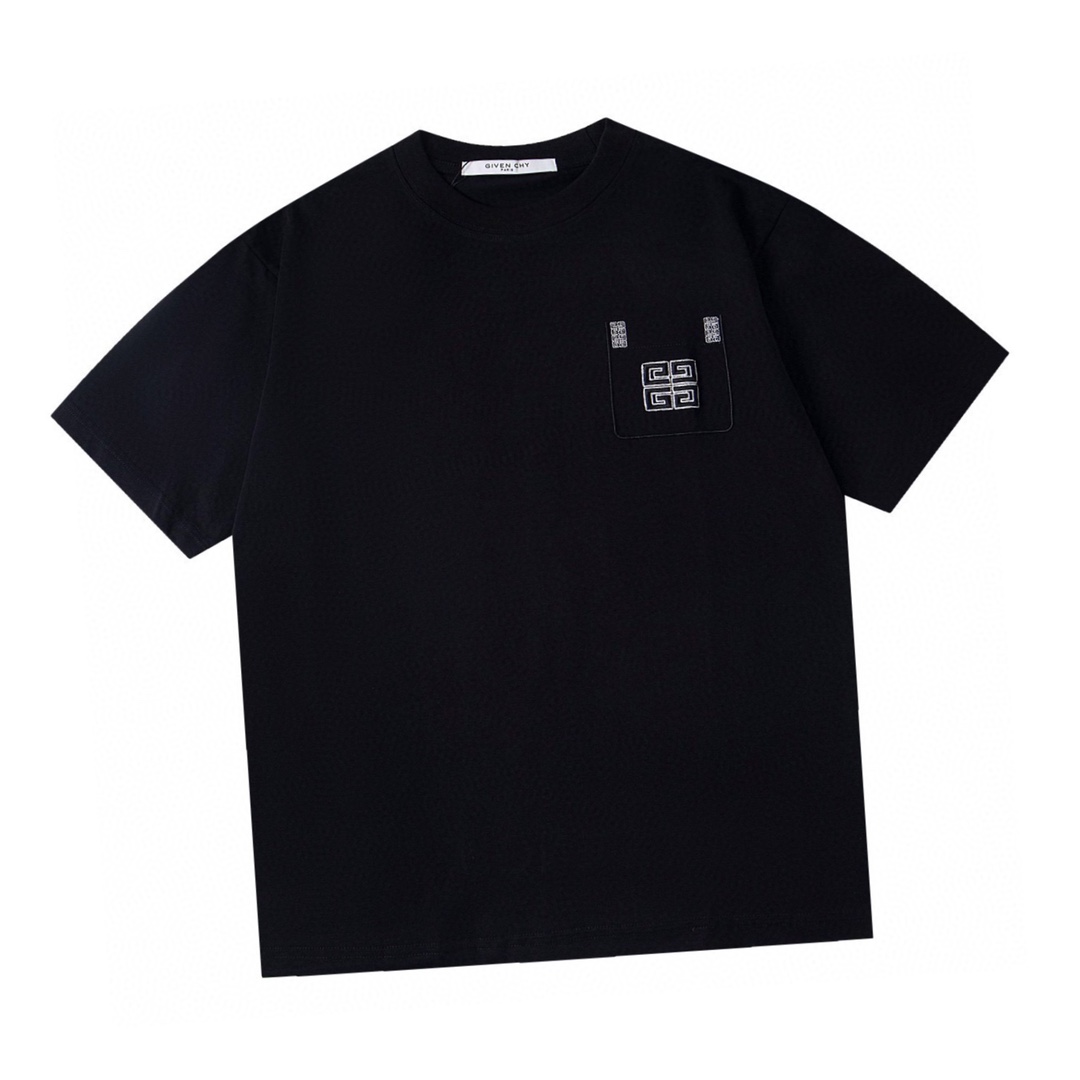 纪梵希/Givenchy 夏季新款 口袋万针精密绣花圆领短袖T恤