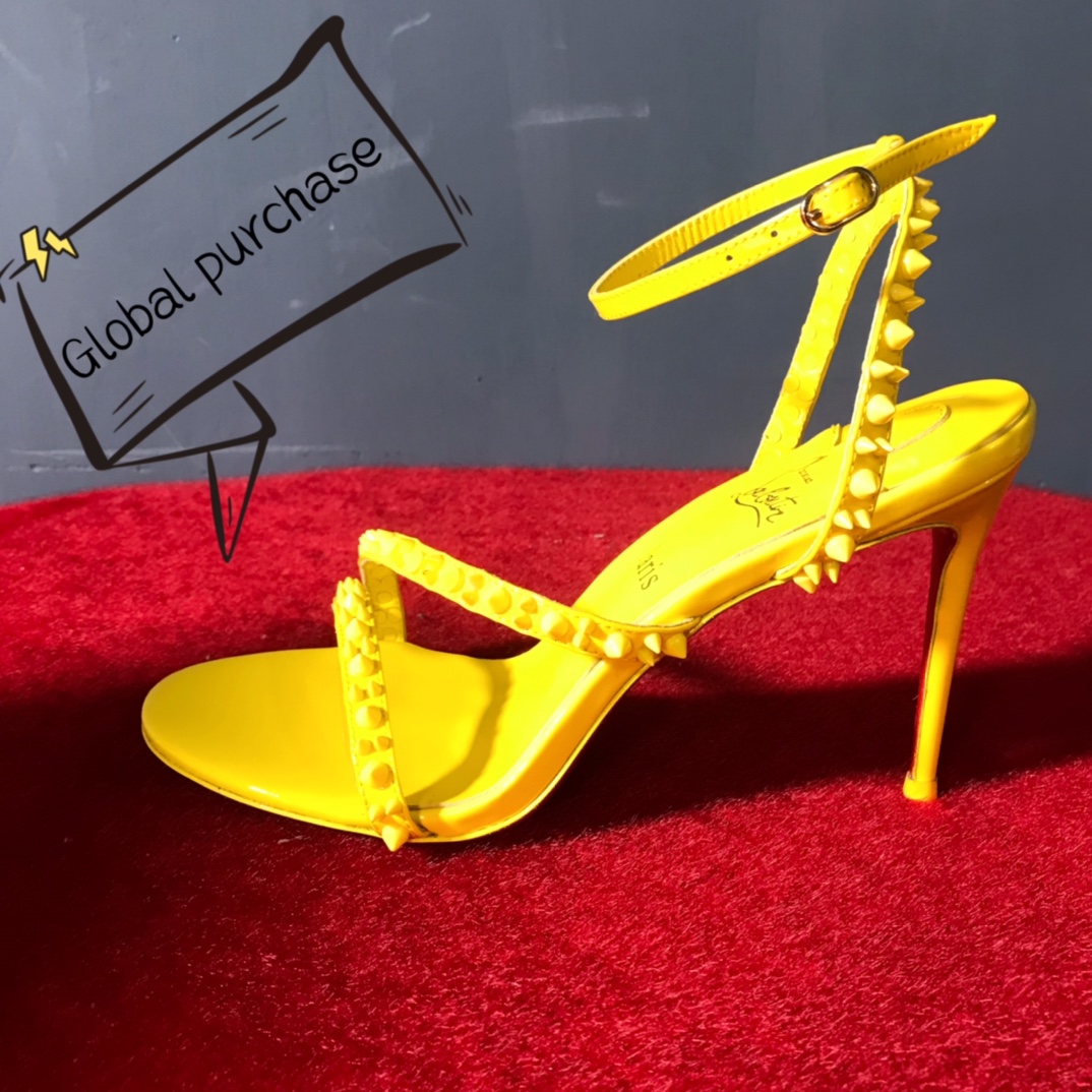 NO:100671,High-end customization 2025 spring and summer sandals new series!  H10Cm, size 34-42. 35. 40. 41. 42. Genuine leather large bottom does not return or replace 9050-037. Yellow 7 skin, yellow sheepskin, yellow small teeth nails. Official website synchronization Standard European code Reference: 9050-037 Color:yellow/yellow Material:cowhide/rivet Lining:goat leather Heel height:10Cm Sole:leather sole Size:EUR 34-42 (US 4-11):,,christian louboutin,sandals,sheepskin,Leather soles19860909高端订制 2025春夏凉鞋新款系列！ H10Cm,尺码34-42码.35码40码41码42码真皮大底不退不换9050-037黄柒皮,黄羊皮里,黄色小牙钉钉.官网同步 标准欧码 Reference:9050-037 Color:yellow/yellow Material:cowhide/rivet Lining:goat leather Heel heigh:10Cm Sole:leather sole Size:EUR 34－42（US 4一11) :,,christian louboutin,sandals,sheepskin,Leather soles,Women's Shoes