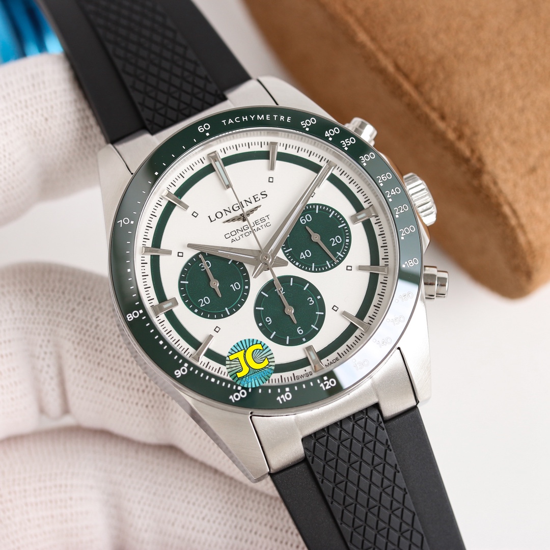 NO:149206,TW Longines LONGINES - Longines Concas Yuedong Chronograph Series Longines Panda Eye movement uses Dandong three-digit small seconds, nine-digit score, six-digit 12-hour, comprehensive version, quality assurance (non-small factory modified movement) Quality tape strap It takes half a year to open the original mold and exchange it with the original version. Sun pattern dial, record disc small plate, cnc literal nail, details to match the version Customized super speed ceramic ring, perfect fit. Large factory's main flower pointer, hour and minute hand flower three-dimensional vision super 42 dial chronograph series gold size Features of this watch The place where the glass and the case are connected is completely transparent, and no white edges are visible The glass edge curve is the same as the original The glass convex height of the ceramic ring is the same as the original -----------------------------------------------------------------------------------------------------------------------------------------------------------------------------------------------------------------------------------------------------------------------------------------------------------  ------------- Dial The font nails are polished with rounded corners. The luminous filling height is moderate. The brightness is also OK. The font printing is three-dimensional. The size of the black circle is the same as the original. The strap. The original design is the same and the material is the same. The strap/case. The combination of seamless gap. Quality assurance. TW Longines LONGINES-Longines Concas Yuedong Chronograph Series. Longines Panda Eye. The movement uses Dandong three-digit small seconds, nine-digit score, six-digit 12-hour meter, comprehensive version matching, quality assurance (non-small factory modified movement) Quality tape strap. It took half a year to open the original mold and exchange it with the original. Sun pattern dial, record disc small plate, cnc literal nail, details to match the version. Customized super speed ceramic ring with perfect fit. The main factory is the flower pointer, the hour and minute hand is the flower three-dimensional vision, christian.  louboutin,longines,gold19860909TW浪琴 LONGINES-浪琴康卡斯悦动计时系列 浪琴熊猫眼 机芯采用丹东三位小秒,九位计分,六位计12时,功能全面对版,品质保证（非小厂改装机芯） 品质胶带表带 用时半年用原版开模与原版可互通互换 太阳纹表盘,唱片盘小盘,cnc字面钉,细节对版 定制超强计速陶瓷圈,贴合度完美. 大厂正批花指针,时分针批花立体视觉超强 42表盘计时系列黄金尺寸 本次手表的特点 玻璃和表壳衔接的地方 完全透明,看不到任何白边 玻璃边缘弧形跟原装一致 玻璃凸出陶瓷圈高度 跟原装一样 --------- 陶瓷圈使用clean 字体更加立体圆润 陶瓷圈边缘有轻微圆角 --------- 表盘 字钉有圆角打磨 夜光填充高度适中 亮度也ok 字体印刷立体 黑色小圈尺寸与原装一致 表带 原设计一致,材质一致 表带/表壳 配合 无缝隙 品质保证TW浪琴 LONGINES-浪琴康卡斯悦动计时系列 浪琴熊猫眼 机芯采用丹东三位小秒,九位计分,六位计12时,功能全面对版,品质保证（非小厂改装机芯） 品质胶带表带 用时半年用原版开模与原版可互通互换 太阳纹表盘,唱片盘小盘,cnc字面钉,细节对版 定制超强计速陶瓷圈,贴合度完美. 大厂正批花指针,时分针批花立体视觉超强,,christian louboutin,longines,gold,Watch