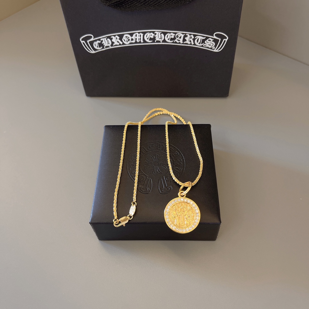 NO:533675,Too handsome and exciting the latest model Croxin, no explosion, factory direct sales, original one-to-one reproduction, Croxin golden necklace, jewelry boutique, chrome hearts, necklace19860909太帅爆了最新款克罗心 不爆不发 厂家直销 原版一比一复刻 克罗心金色项链,饰品精品,chrome hearts,necklace,Jewelry