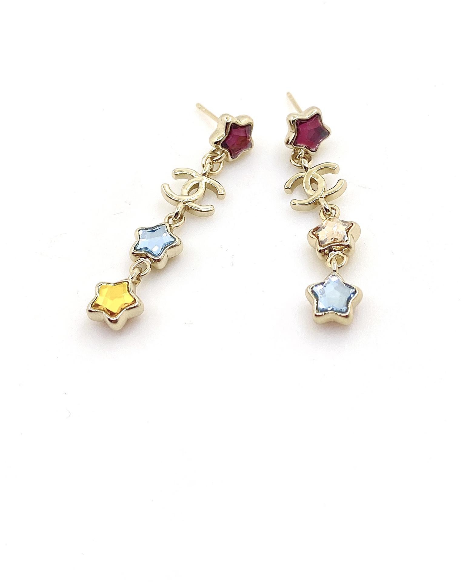 NO:111656,ch*nel latest colored diamond five-pointed star earrings】consistent ZP brass material, jewelry quality, earrings19860909ch*nel 最新款彩钻五角星长耳环】一致ZP黄铜材质,饰品精品,earrings,Jewelry