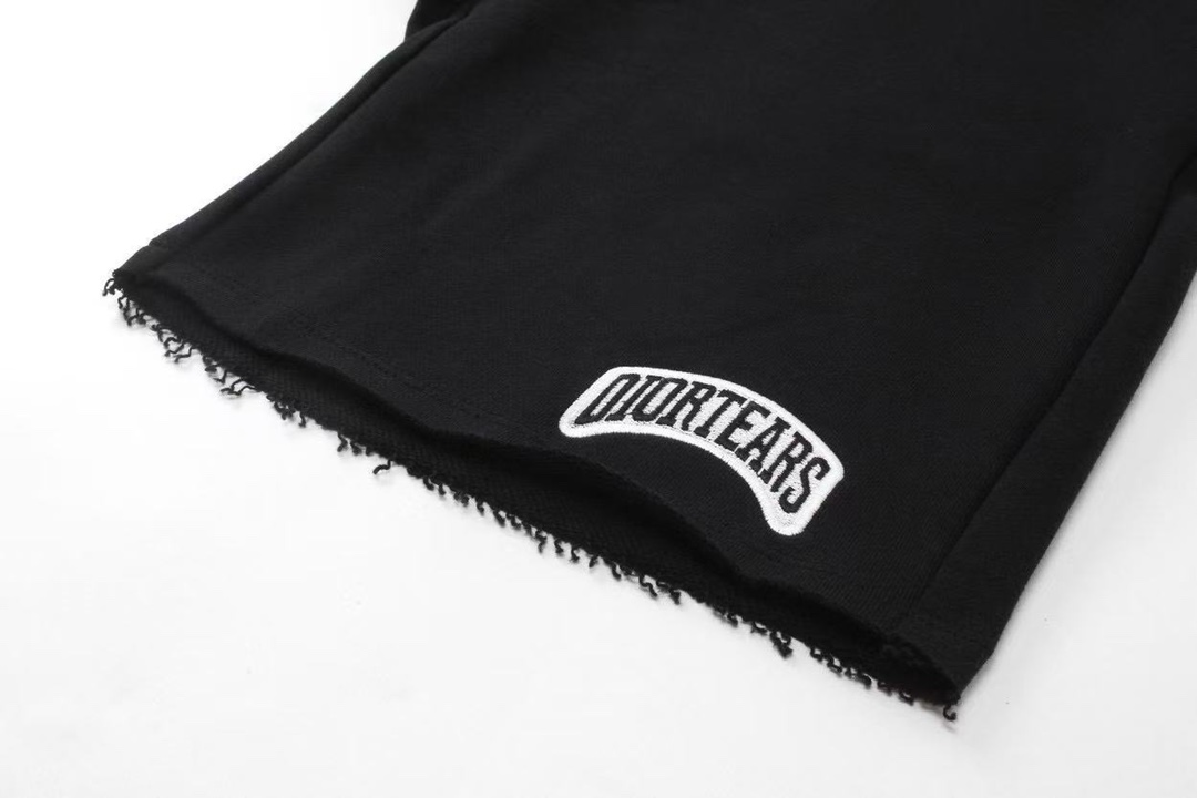 迪奥/Dior 夏季新款 经典字母徽标刺绣流苏裤边休闲短裤 黑色