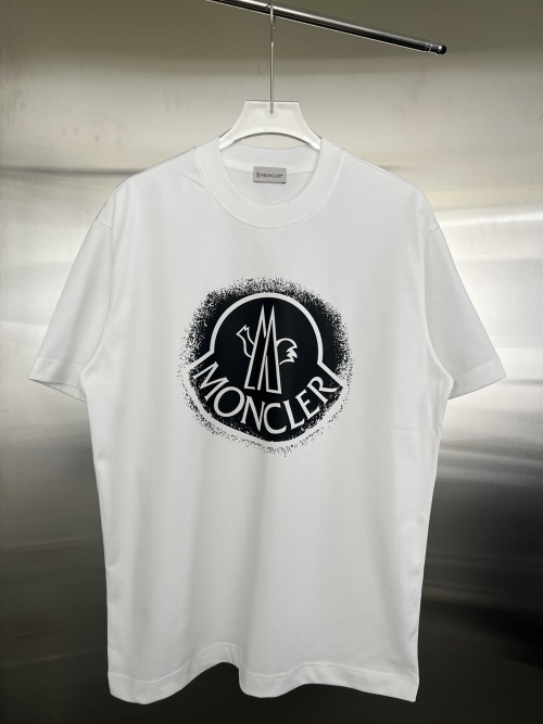 Moncler Men's Cotton T-Shirt with Logo Print - Short Sleeve, Crew Neck