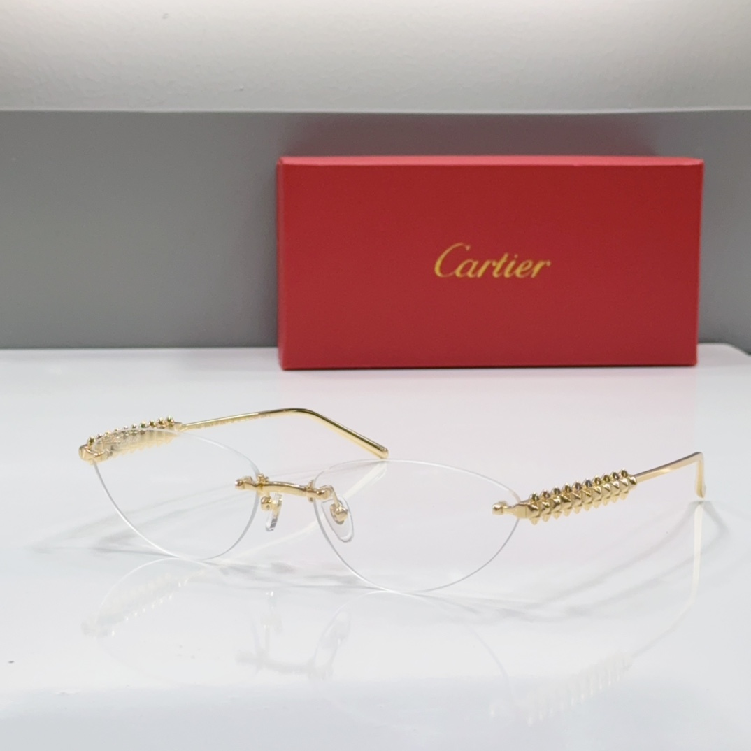 Cartier без оправы металлические овальные очки