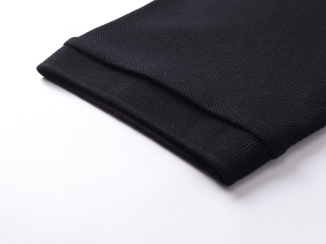 古驰/Gucci 夏季新款 口袋刺绣翻领撞色短袖polo衫 黑色