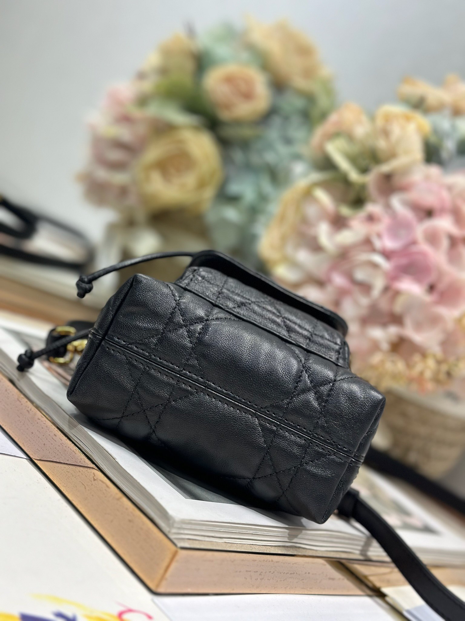Dior Caro Micro Bucket Bag Black Lambskin Cannage Stitching CD Signature 8 i1745231414 2700 6