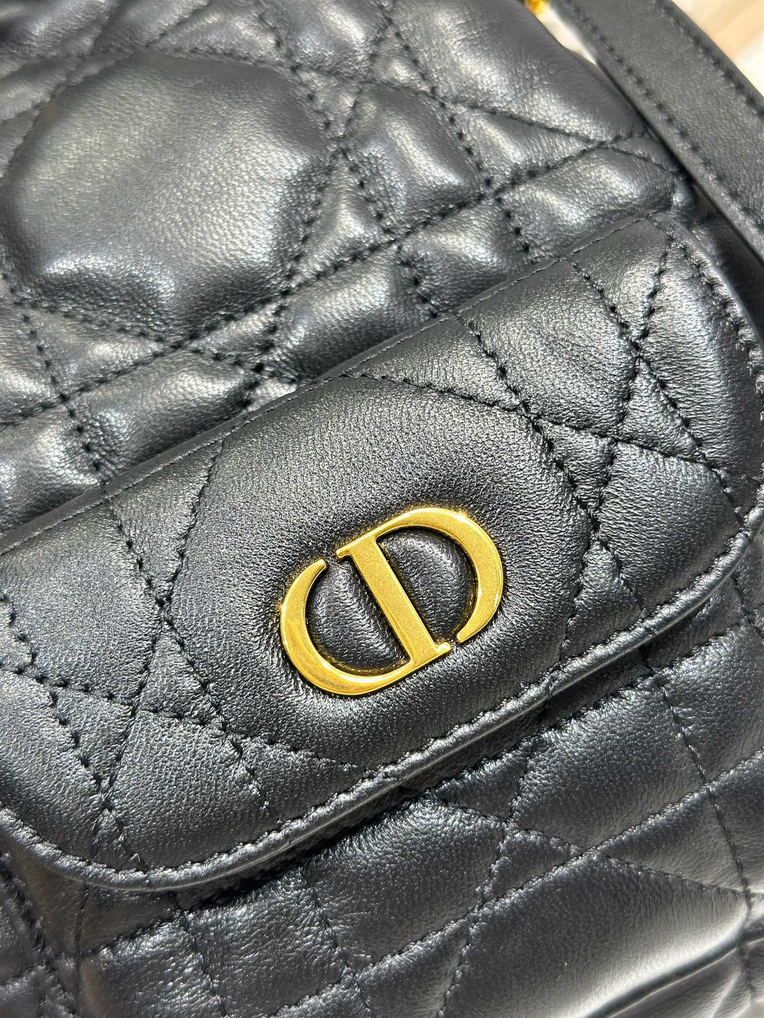 Dior Caro Micro Bucket Bag Black Lambskin Cannage Stitching CD Signature 6 i1745231414 5140 4