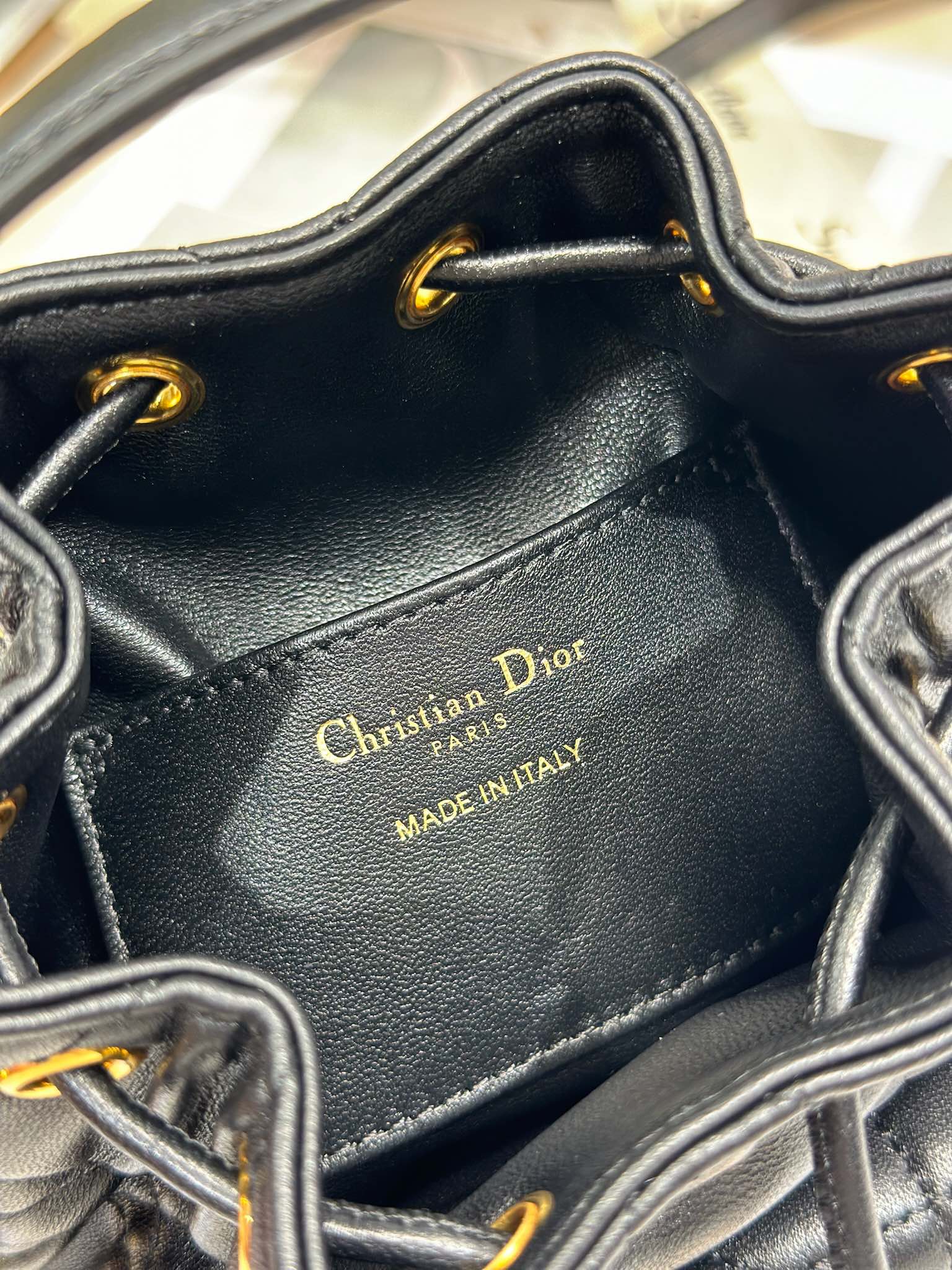 Dior Caro Micro Bucket Bag Black Lambskin Cannage Stitching CD Signature 10 i1745231414 6435 8