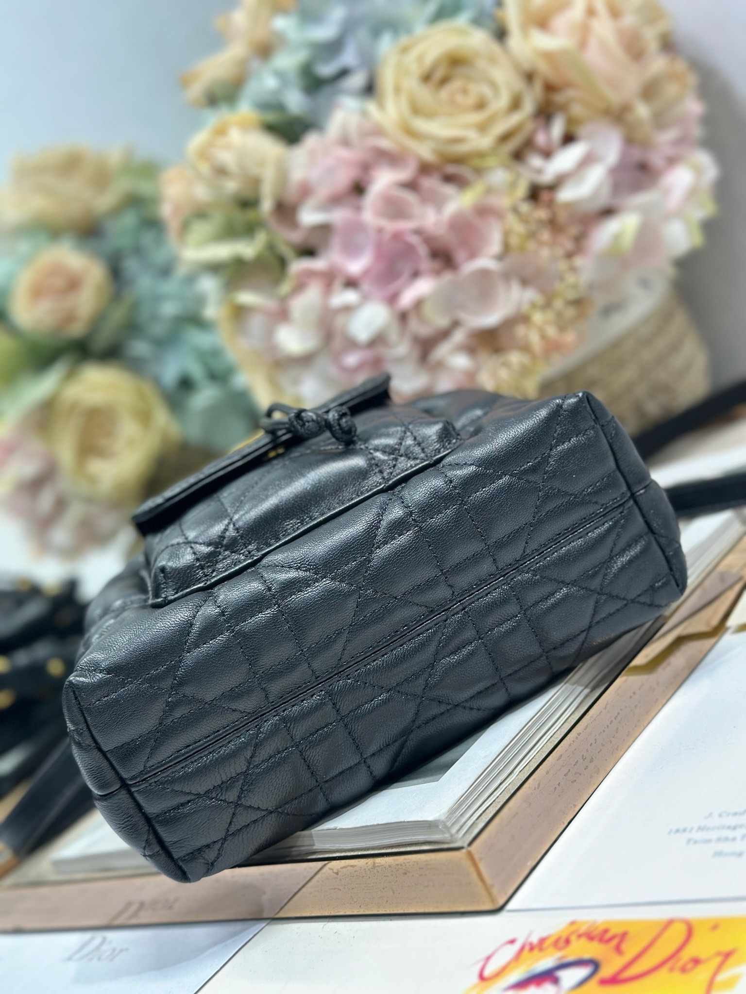 Dior Caro Small Bucket Bag Black Lambskin Cannage Stitching CD Signature 7 i1745231646 7095 5
