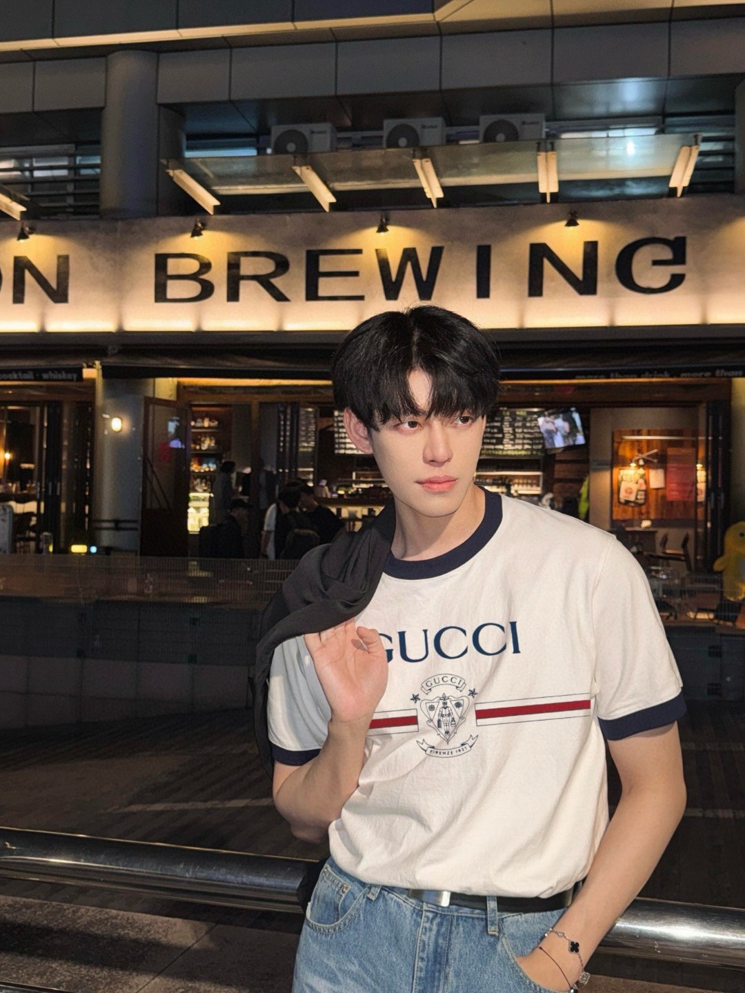 GUCCI/古驰 新款拼色印花圆领T恤 上身效果#