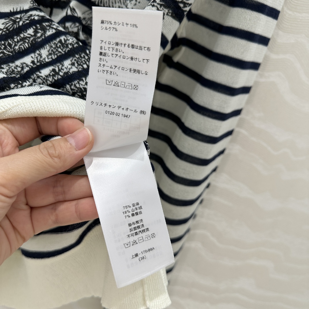 独家首发❤️原单品质💋MissD 海军风条纹海岛🏝️椰树花㚏印花亚麻针织衫！条纹控最爱百搭单品！原版进口