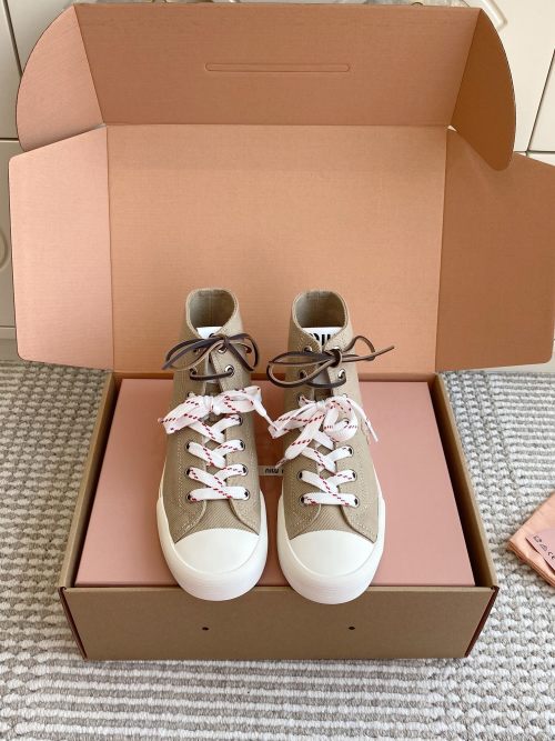 Miu Miu Vintage Canvas High-Top Sneakers with Double Shoelaces, Sizes 35-40 39 Miu Miu Vintage Canvas High-Top Sneakers with Double Shoelaces, Sizes 35-40
