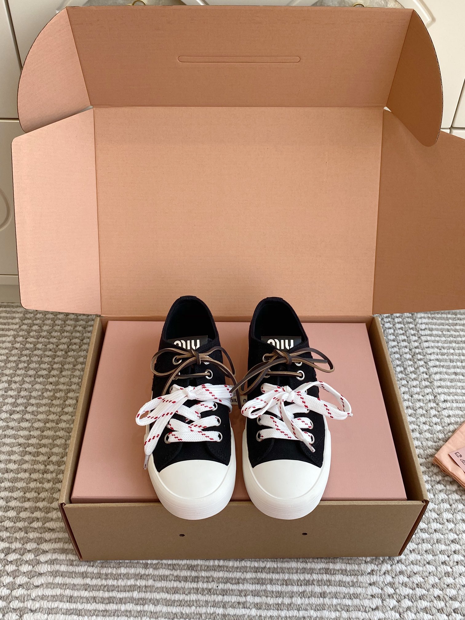 Miu Miu Retro Canvas Sneakers with Double Shoelaces - Comfortable & Stylish
