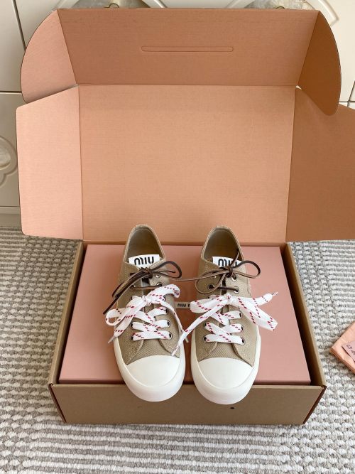 Miu Miu Women's Retro Canvas Lace-Up Sneakers, Comfortable & Stylish 1 Miu Miu Women's Retro Canvas Lace-Up Sneakers, Comfortable & Stylish