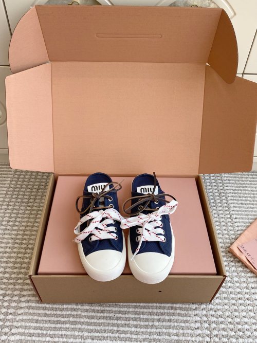 Miu Miu Women's Retro Canvas Sneakers - Comfortable & Stylish 1 Miu Miu Women's Retro Canvas Sneakers - Comfortable & Stylish