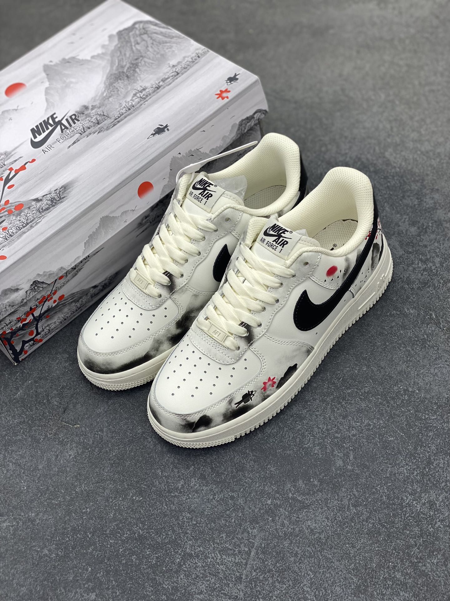 图片[8]-Nike Air Force 1 Low’07 国潮 水墨画配色 空军一号低帮休闲板鞋 定制皮料 原厂3D打印 3M反光 定制鞋盒 原楦原纸板 纯正空军版型 内置全掌气垫 货号：BL1522-088 尺码：36 36.5 37.5 38 38.5 39 40 40.5 41 42 42.5 43 44 44.5 45-选品中心