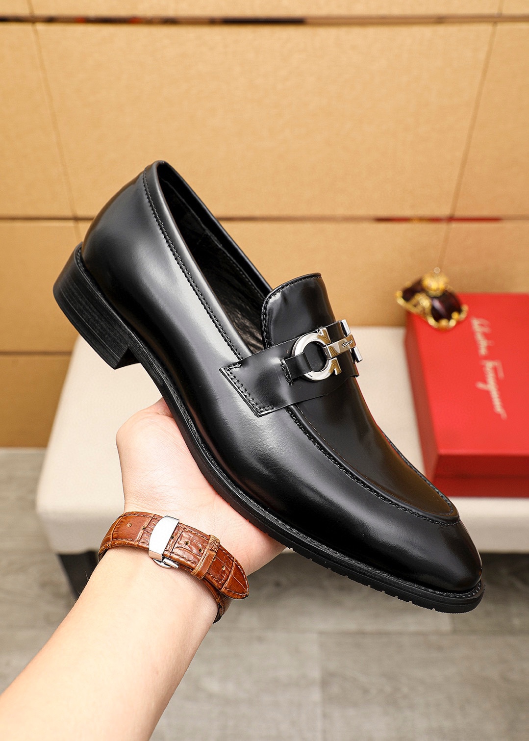 Salvatore Ferragamo Men's Leather Loafers, Black, Sizes 39-44 5 i1745460719 9369 3