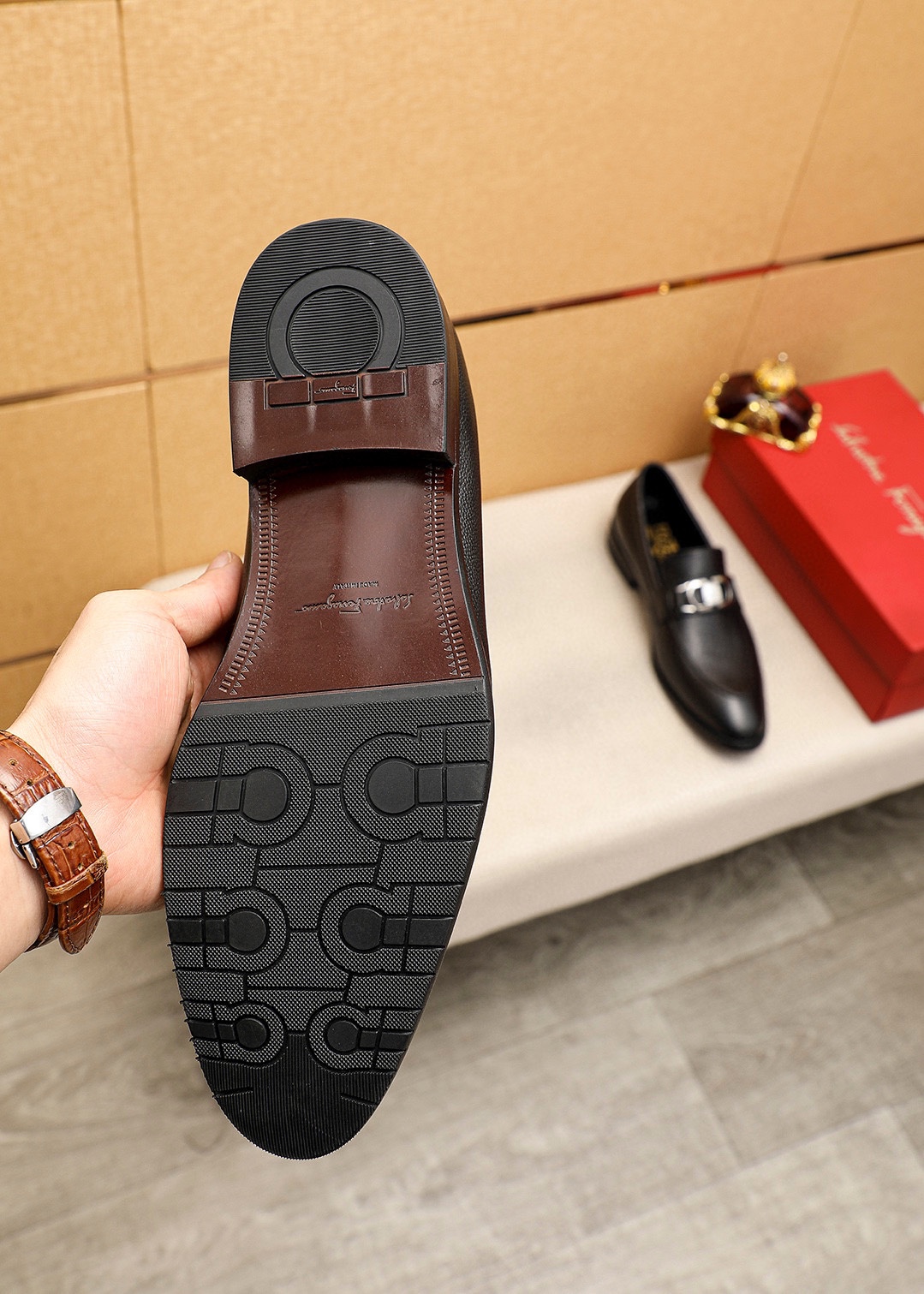 Ferragamo Men's Black Leather Loafers with Silver Buckle - Sizes 39-44 10 i1745460790 5299 8