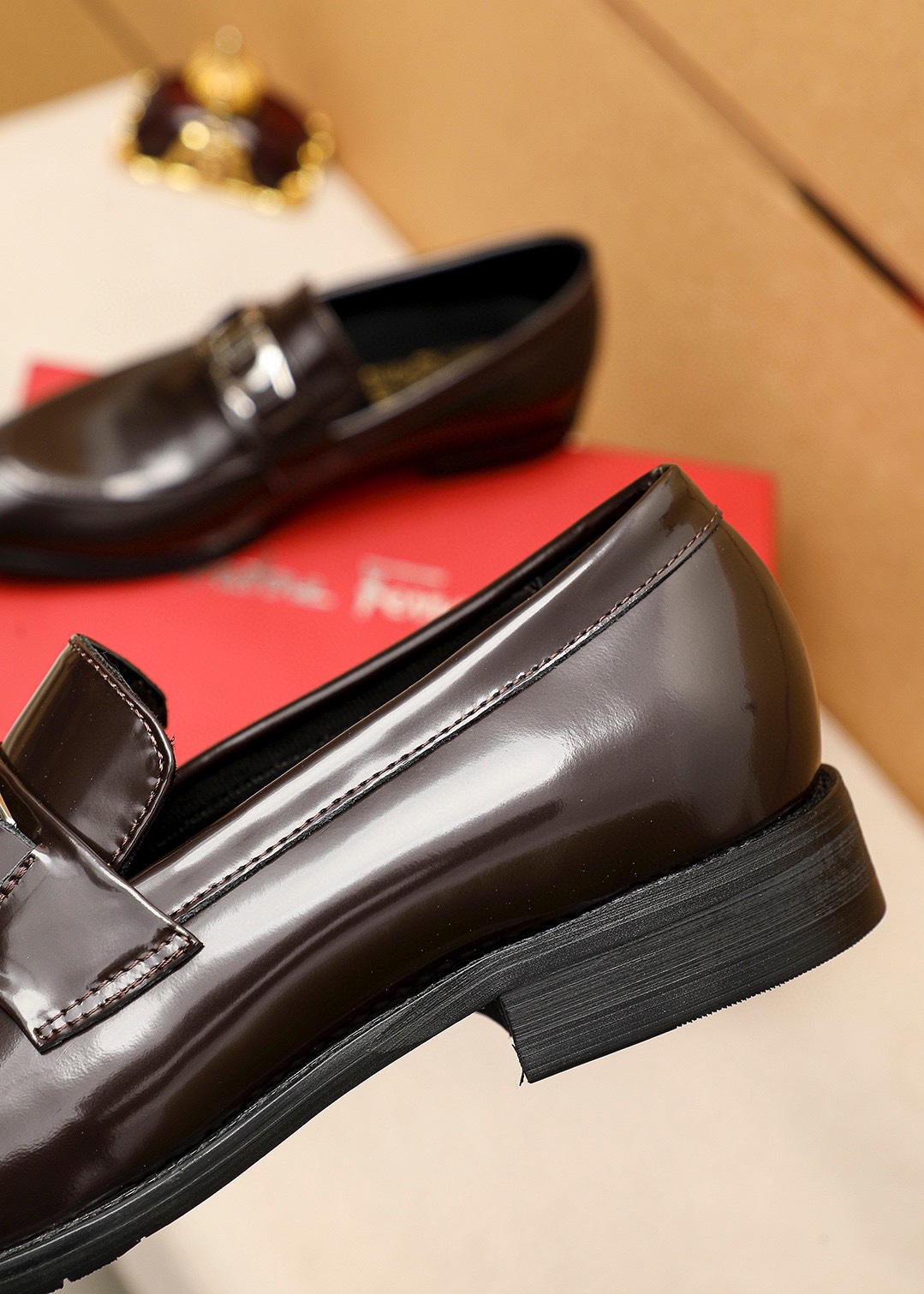 Ferragamo Men's Leather Penny Loafers Business Dress Shoes Size 39-44 9 i1745460835 5208 7