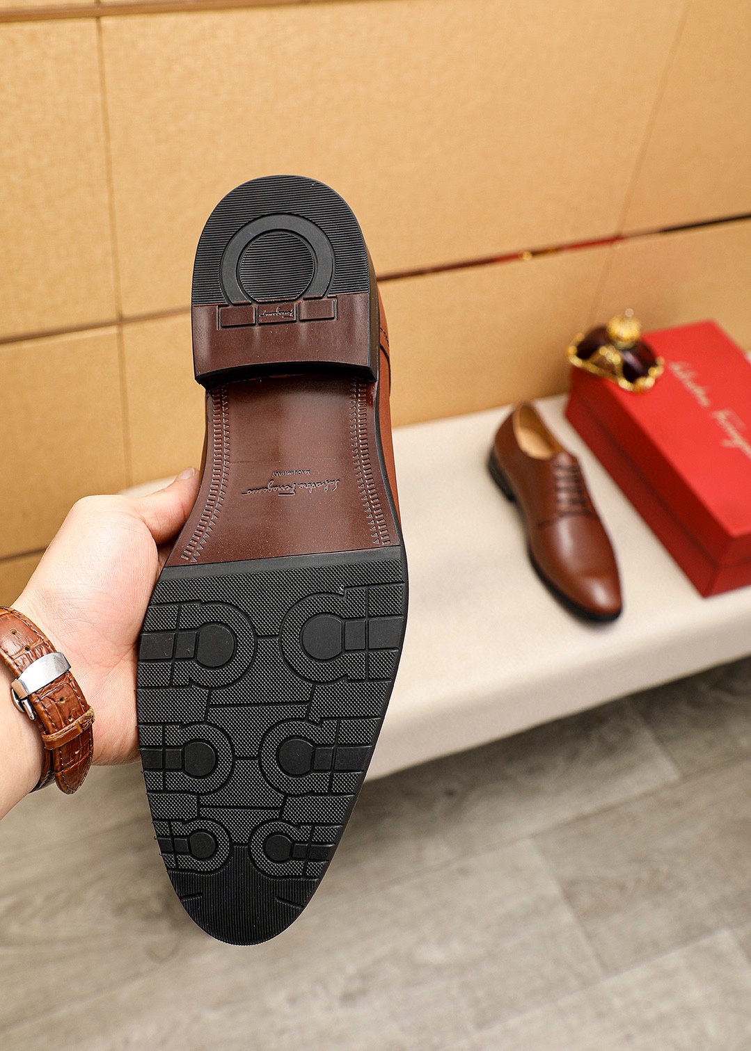 Salvatore Ferragamo Men's Leather Oxford Dress Shoes, Brown, Sizes 39-44 10 i1745460906 193 8