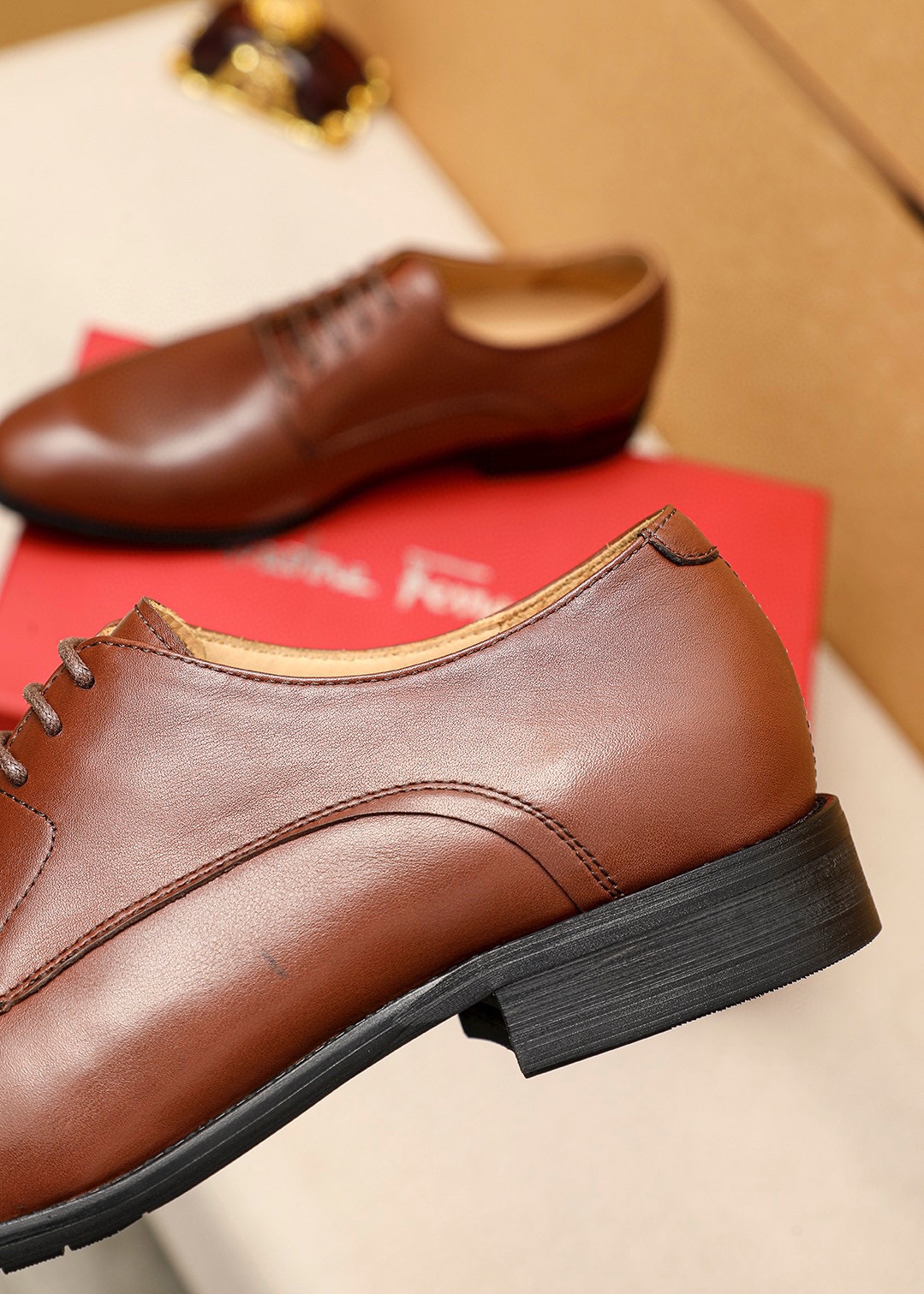 Salvatore Ferragamo Men's Leather Oxford Dress Shoes, Brown, Sizes 39-44 9 i1745460906 6080 7