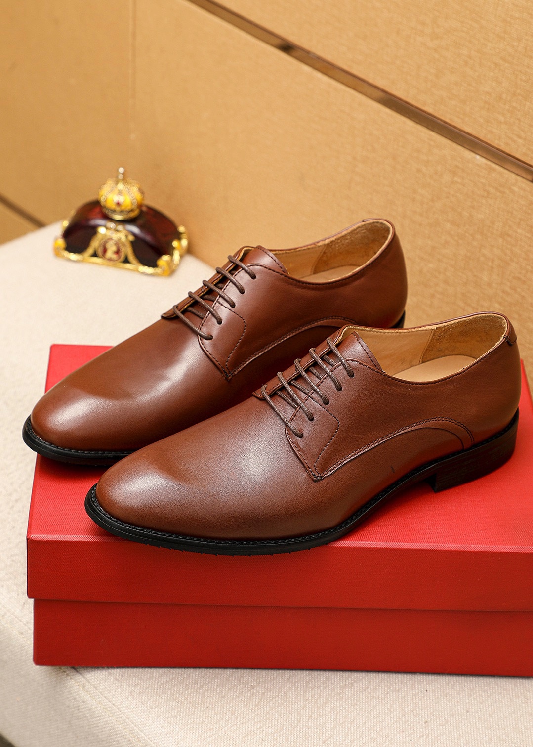Salvatore Ferragamo Men's Leather Oxford Dress Shoes, Brown, Sizes 39-44 4 i1745460906 8908 2
