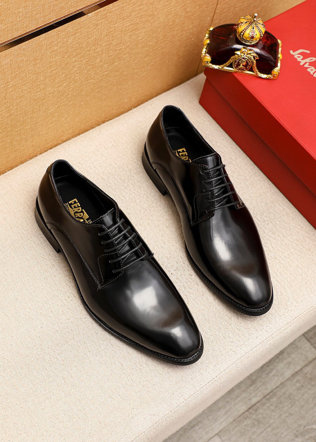 Salvatore Ferragamo Men's Black Leather Oxford Business Dress Shoes 2 i1745461003 148 0