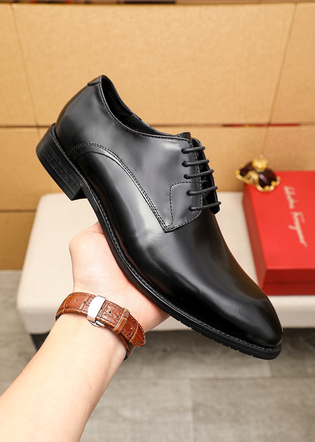Salvatore Ferragamo Men's Black Leather Oxford Business Dress Shoes 5 i1745461003 9925 3