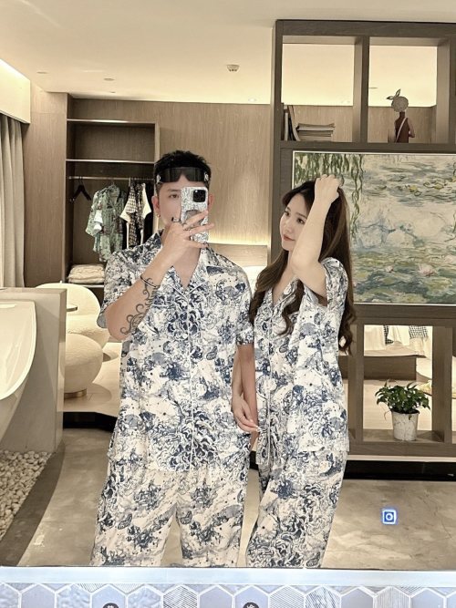 Dior Summer Couples Pajama Set - Breathable, Comfortable, and High-Quality 1 Dior Summer Couples Pajama Set - Breathable, Comfortable, and High-Quality