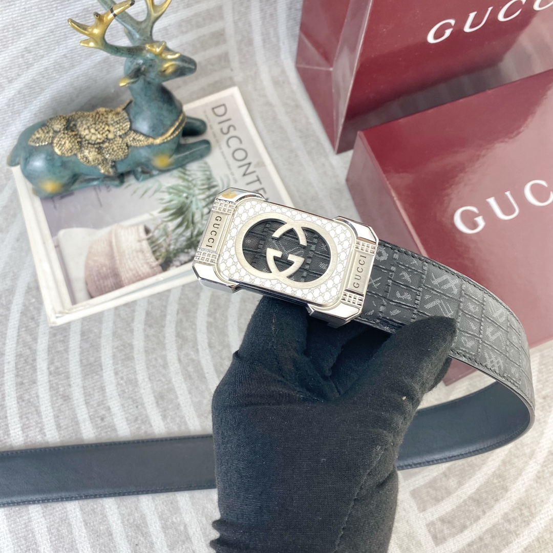古奇💕 特种皮腰带系列 ，原厂五金精品不锈钢扣，手感柔软舒适 宽3.8CM。