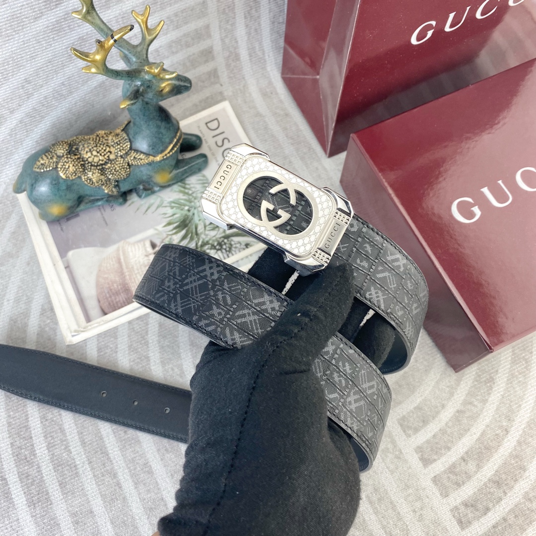 古奇💕 特种皮腰带系列 ，原厂五金精品不锈钢扣，手感柔软舒适 宽3.8CM。